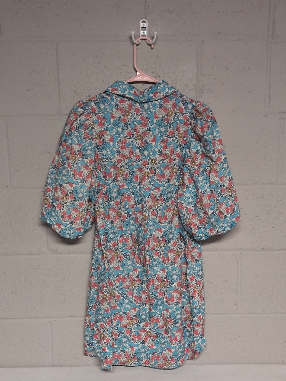 Tuckernuck Hyacinth House Blue & Coral Vines Cassidy Mini Shirt Dress XS - Picture 9 of 11